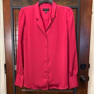 Investments Bold Red Button-Up Blouse Size Medium sku#158